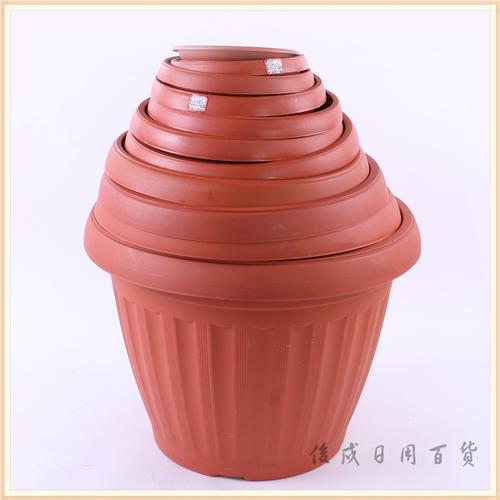 園藝用品 圓形花盆 豎條狀圓盆 塑料花盆 蔬菜花卉盆